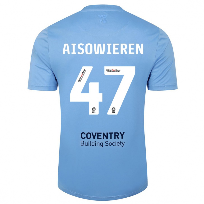 Men Football Evan Eghosa Aisowieren #47 Sky Blue Home Jersey 2023/24 T-Shirt Canada