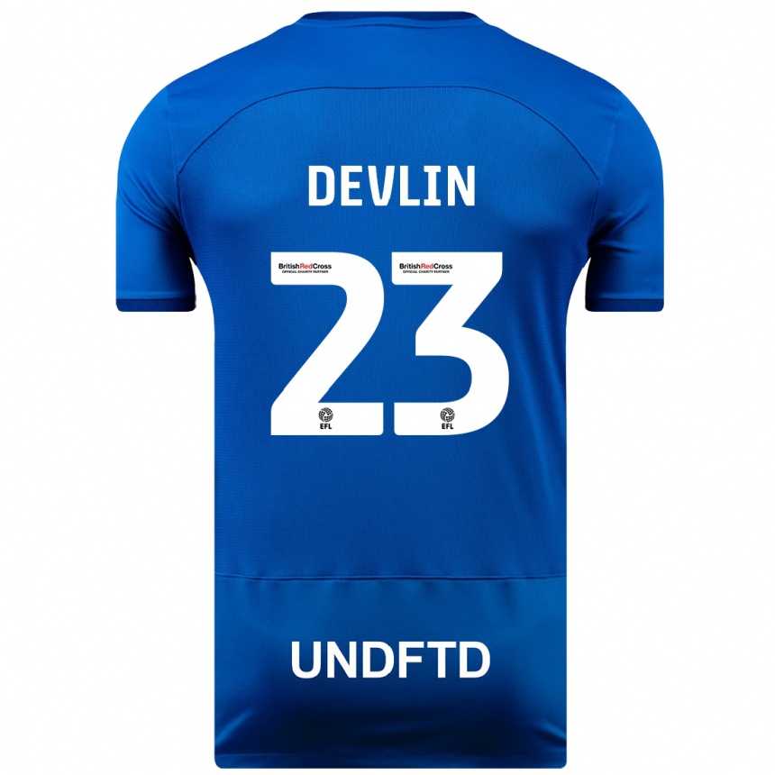 Men Football Charlotte Devlin #23 Blue Home Jersey 2023/24 T-Shirt Canada