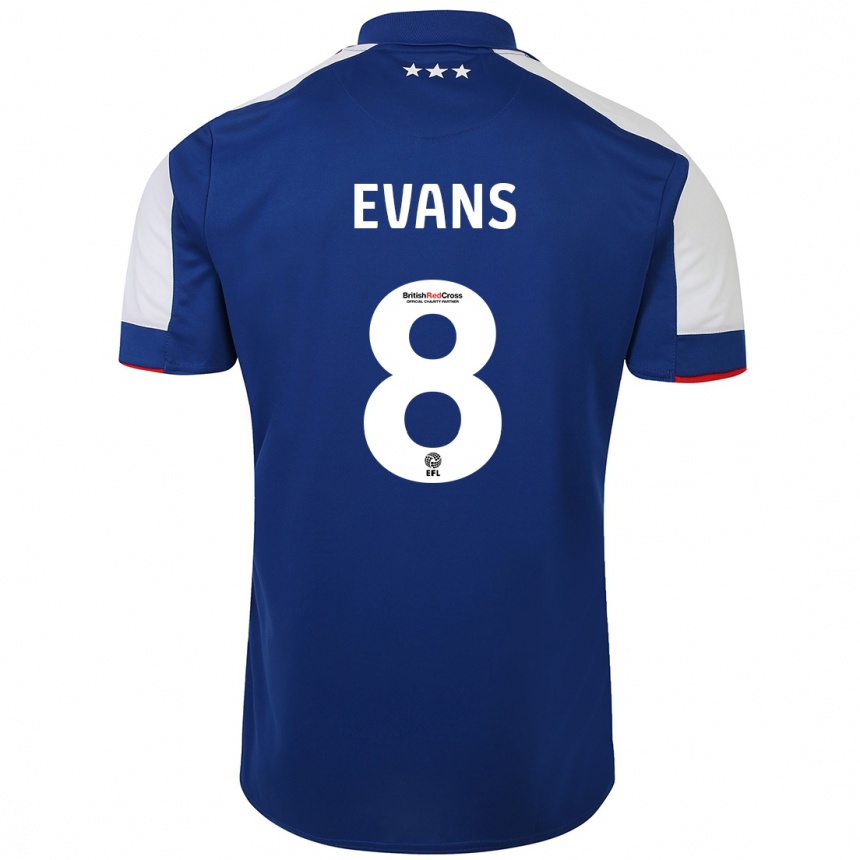 Men Football Lee Evans #8 Blue Home Jersey 2023/24 T-Shirt Canada