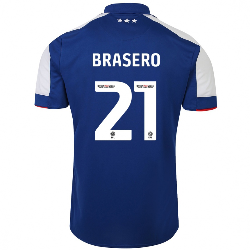 Men Football Sarah Brasero-Carreira #21 Blue Home Jersey 2023/24 T-Shirt Canada