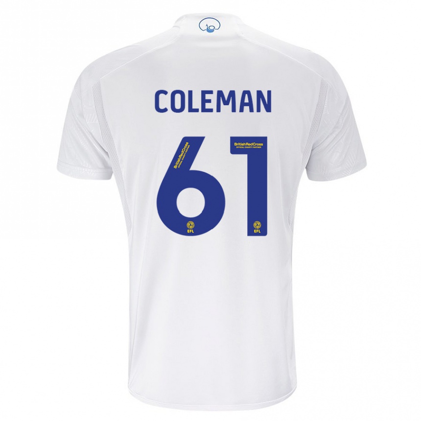 Men Football Cian Coleman #61 White Home Jersey 2023/24 T-Shirt Canada