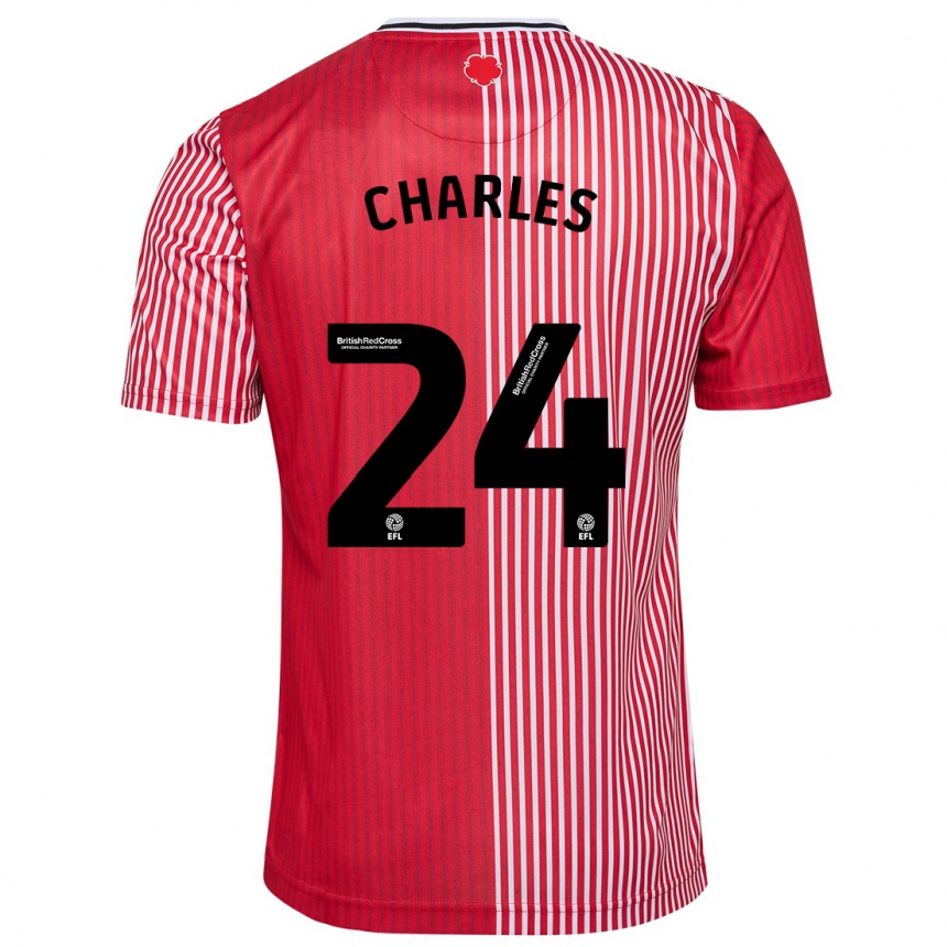 Men Football Shea Charles #24 Red Home Jersey 2023/24 T-Shirt Canada