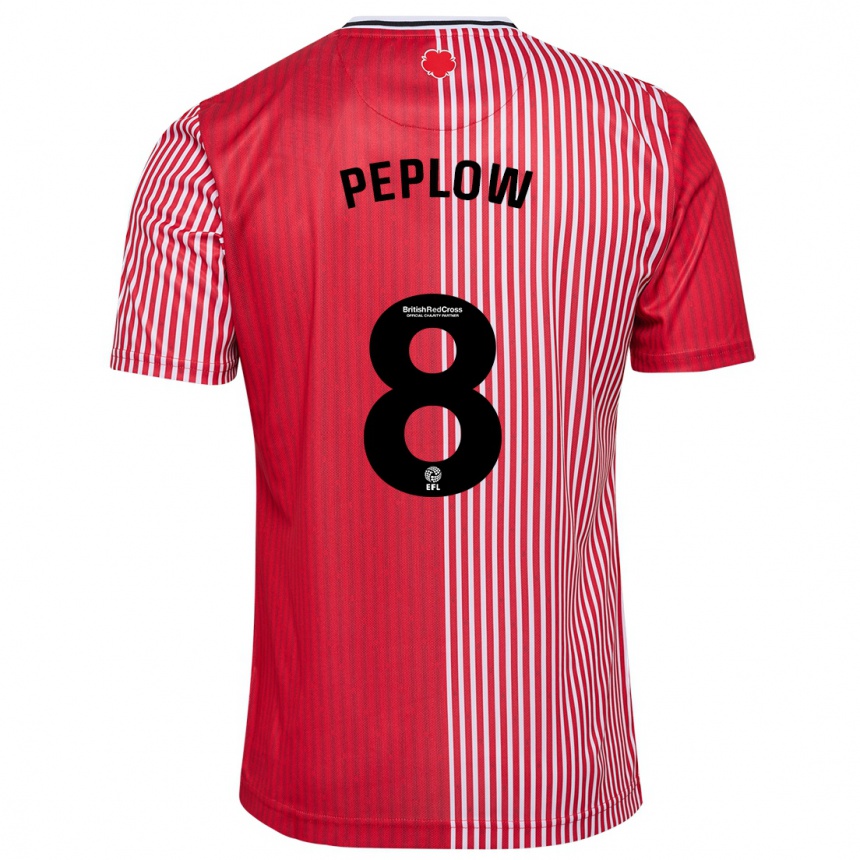 Men Football Chloe Peplow #8 Red Home Jersey 2023/24 T-Shirt Canada