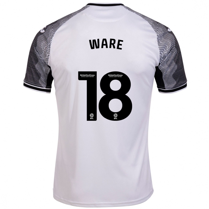 Men Football Phoebe Ware #18 White Home Jersey 2023/24 T-Shirt Canada