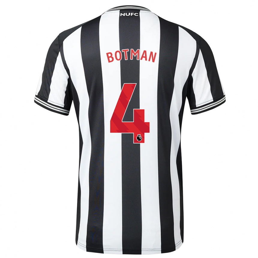 Men Football Sven Botman #4 Black White Home Jersey 2023/24 T-Shirt Canada