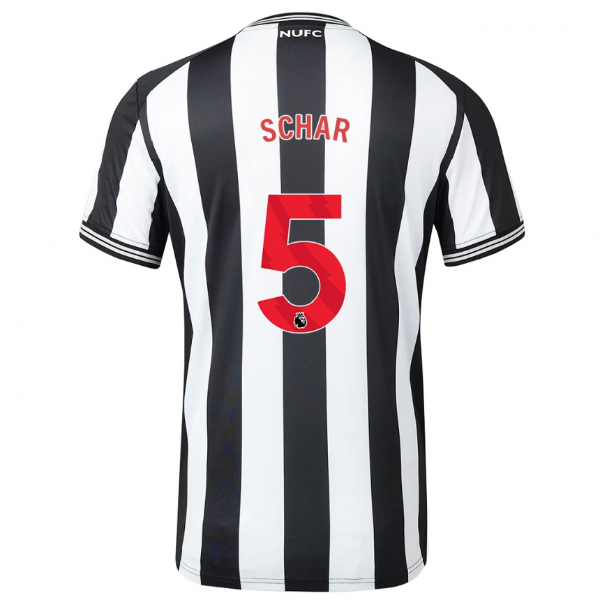 Men Football Fabian Schär #5 Black White Home Jersey 2023/24 T-Shirt Canada