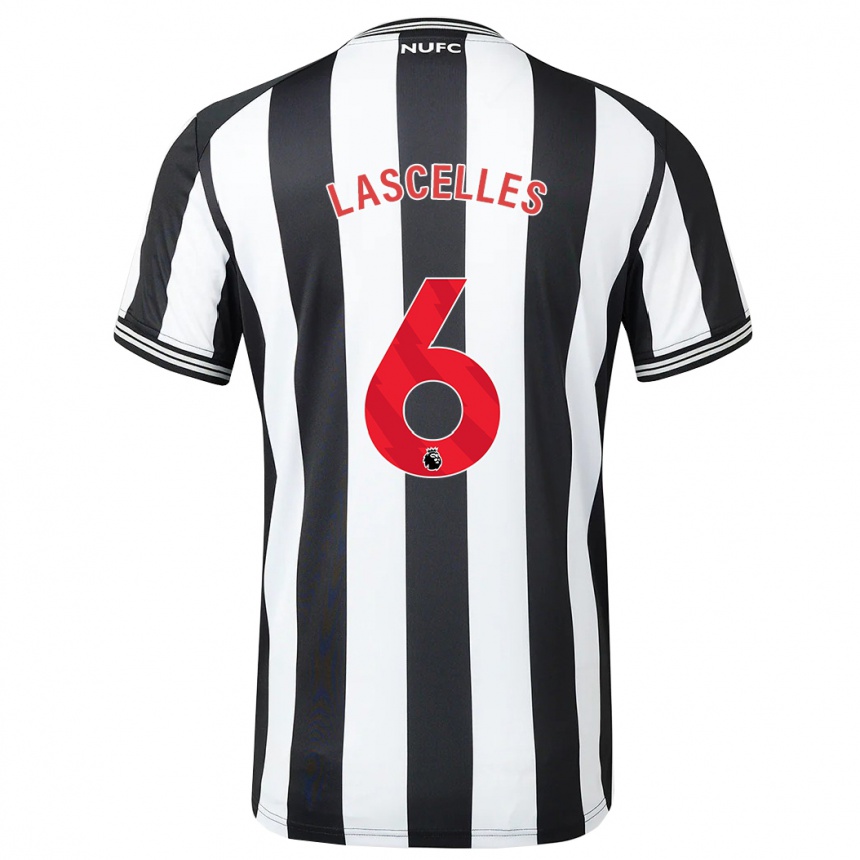 Men Football Jamaal Lascelles #6 Black White Home Jersey 2023/24 T-Shirt Canada