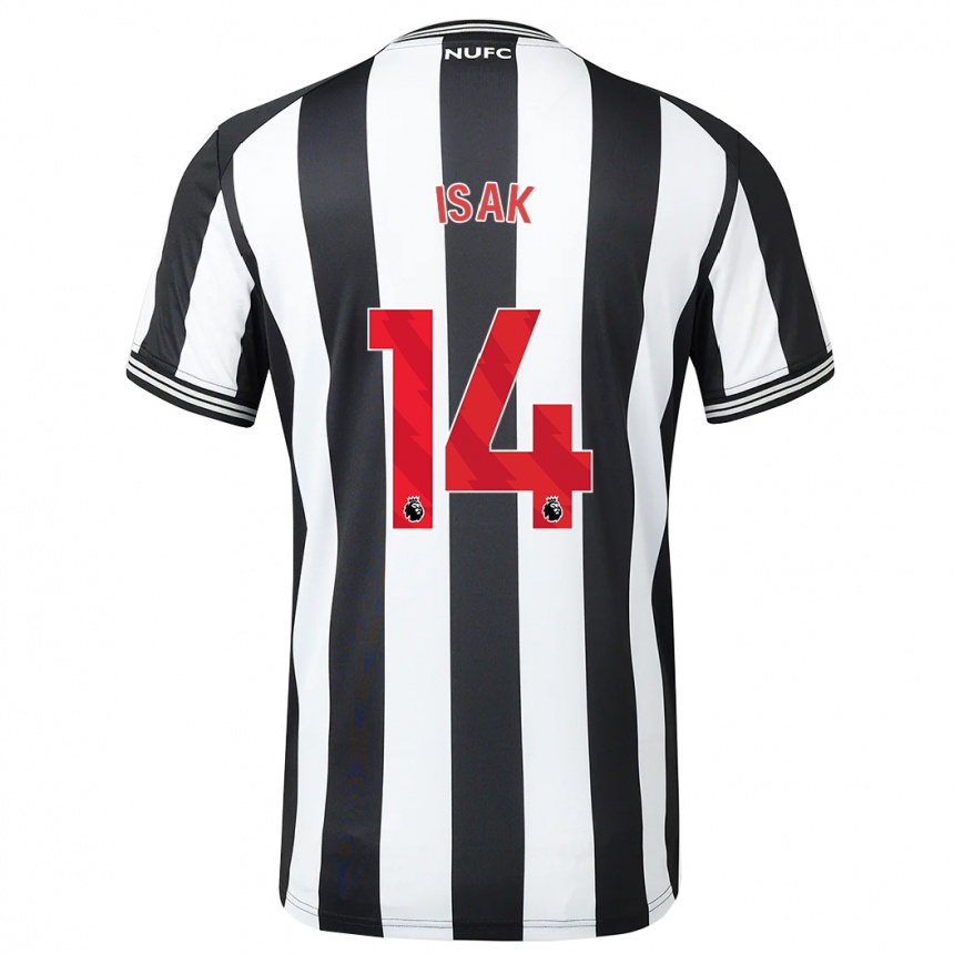 Men Football Alexander Isak #14 Black White Home Jersey 2023/24 T-Shirt Canada