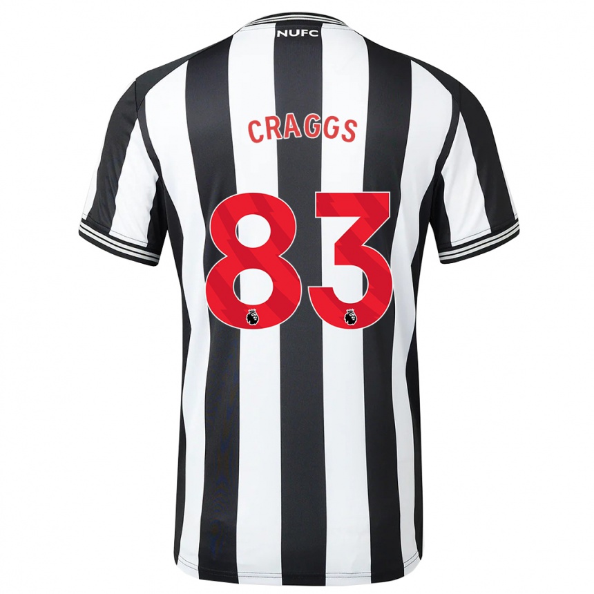 Men Football Luke Craggs #83 Black White Home Jersey 2023/24 T-Shirt Canada