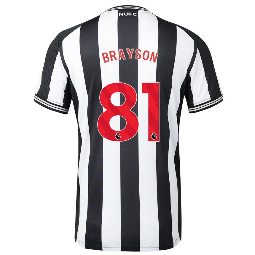 Men Football Joe Brayson #81 Black White Home Jersey 2023/24 T-Shirt Canada