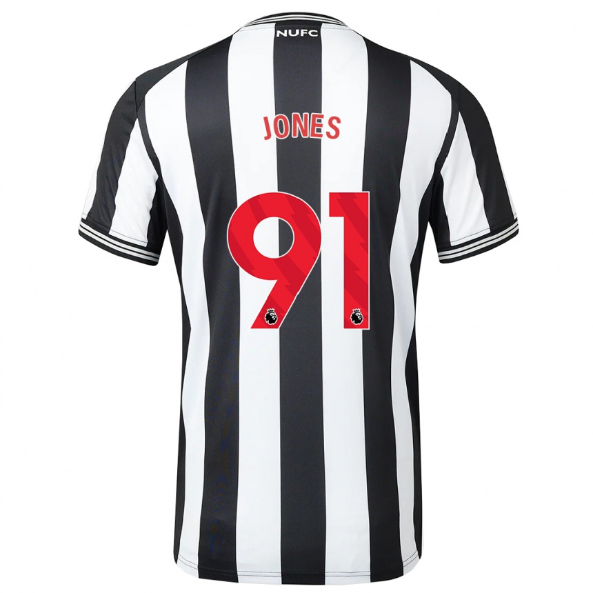 Men Football Tyler Jones #91 Black White Home Jersey 2023/24 T-Shirt Canada