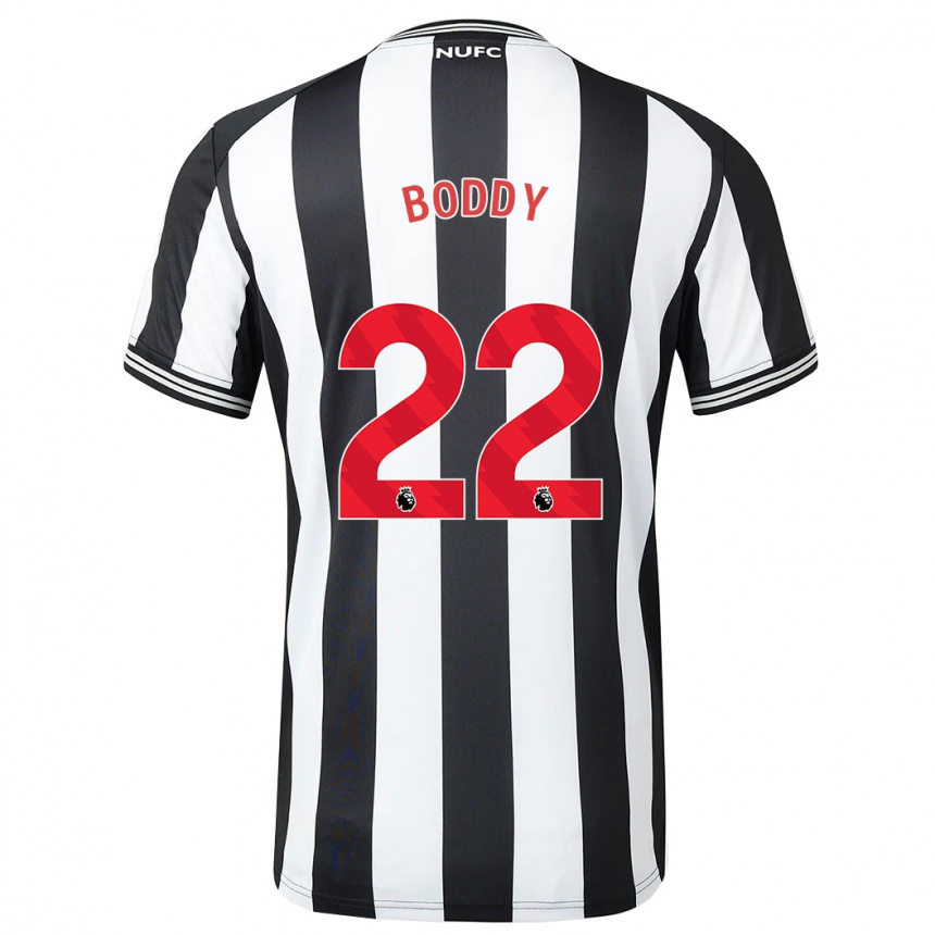 Men Football Elysia Boddy #22 Black White Home Jersey 2023/24 T-Shirt Canada