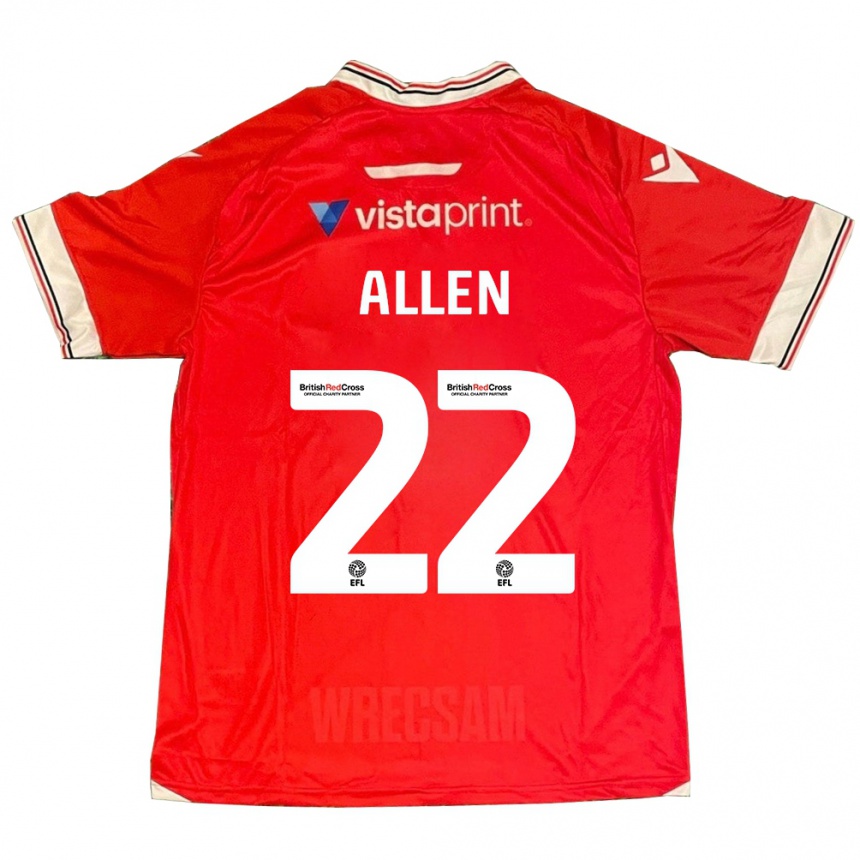 Men Football Keren Allen #22 Red Home Jersey 2023/24 T-Shirt Canada