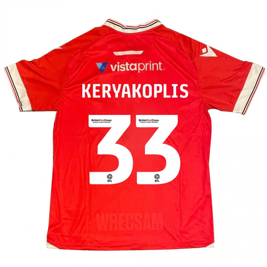 Men Football Hannah Keryakoplis #33 Red Home Jersey 2023/24 T-Shirt Canada