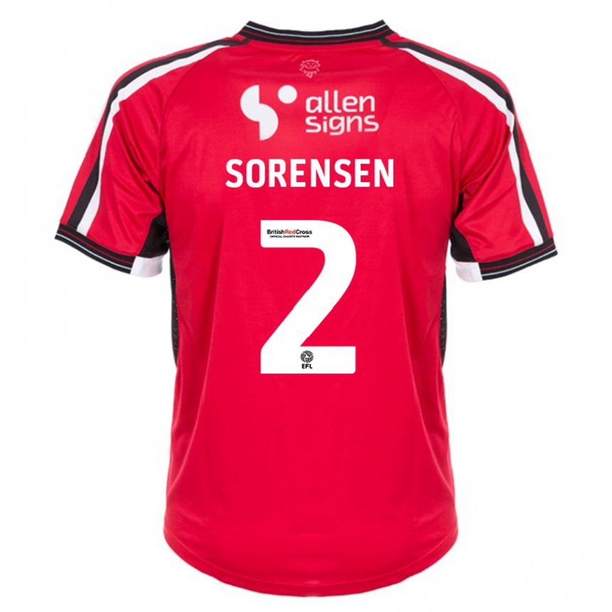 Men Football Lasse Sörensen #2 Red Home Jersey 2023/24 T-Shirt Canada