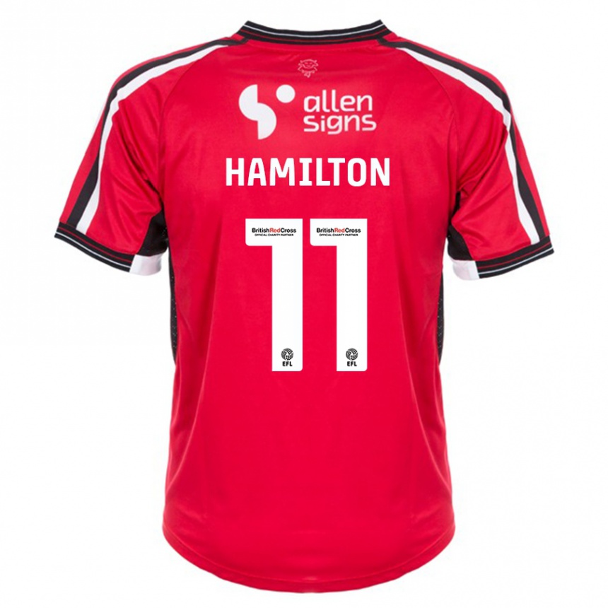 Men Football Ethan Hamilton #11 Red Home Jersey 2023/24 T-Shirt Canada