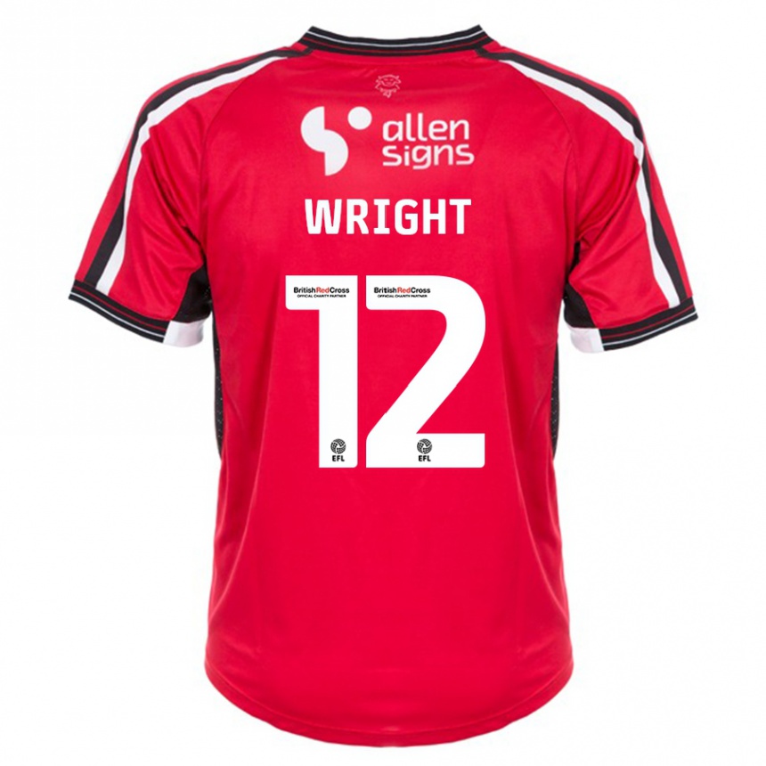 Men Football Jordan Wright #12 Red Home Jersey 2023/24 T-Shirt Canada