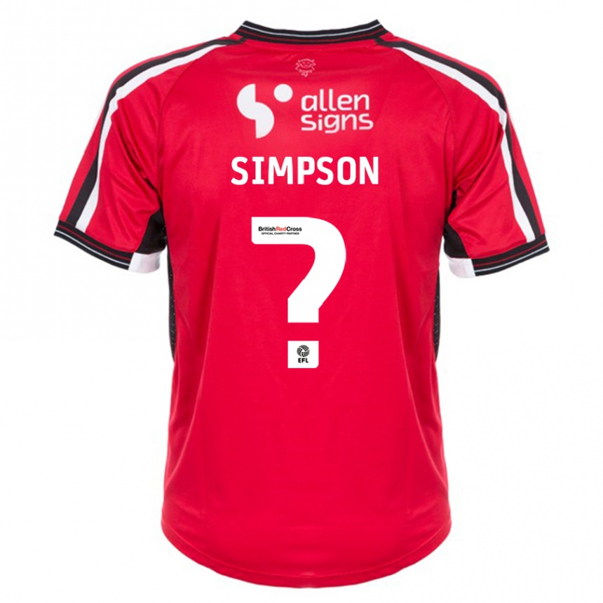 Men Football John Simpson #0 Red Home Jersey 2023/24 T-Shirt Canada