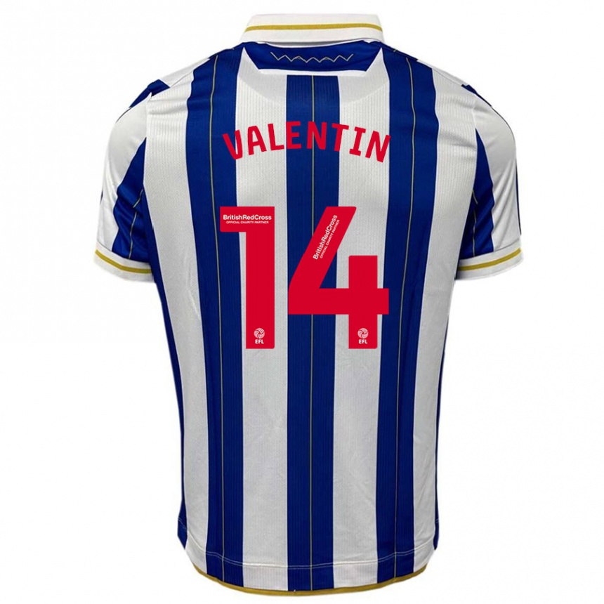 Men Football Pol Valentín #14 Blue White Home Jersey 2023/24 T-Shirt Canada