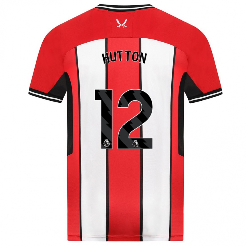 Men Football Jodie Hutton #12 Red Home Jersey 2023/24 T-Shirt Canada