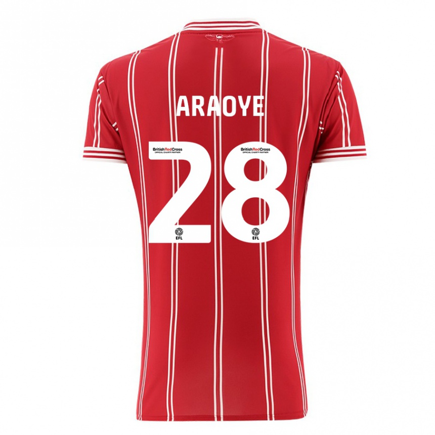 Men Football Raphael Araoye #28 Red Home Jersey 2023/24 T-Shirt Canada