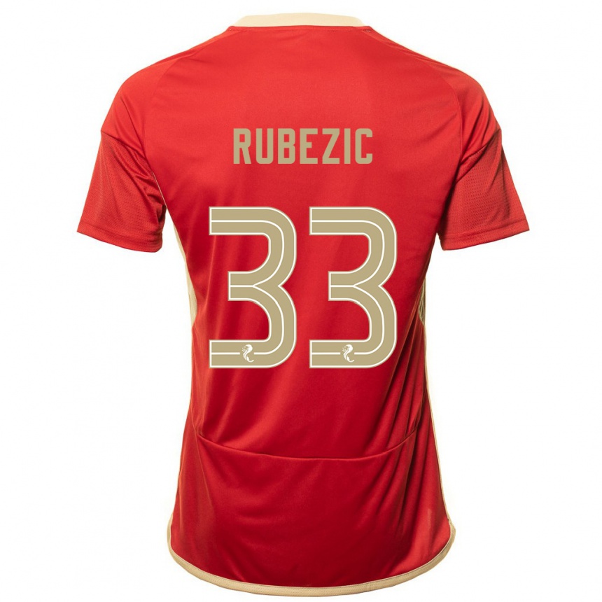 Men Football Slobodan Rubezic #33 Red Home Jersey 2023/24 T-Shirt Canada