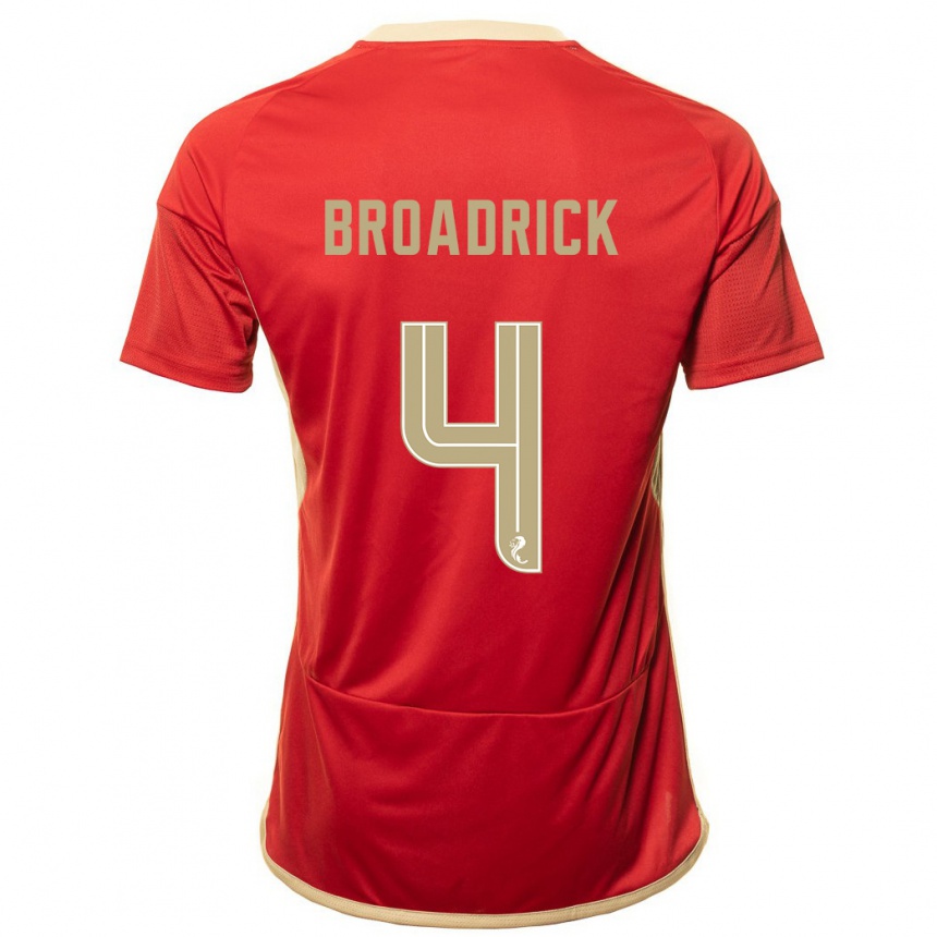 Men Football Jessica Broadrick #4 Red Home Jersey 2023/24 T-Shirt Canada