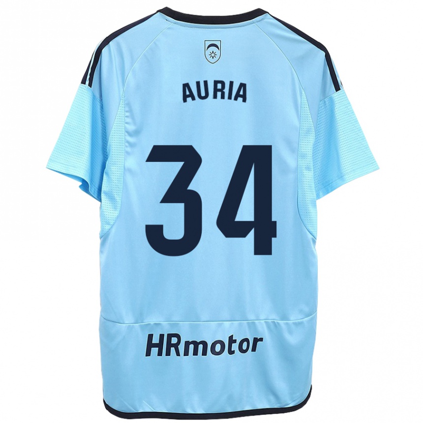 Men Football Miguel Auria #34 Blue Away Jersey 2023/24 T-Shirt Canada