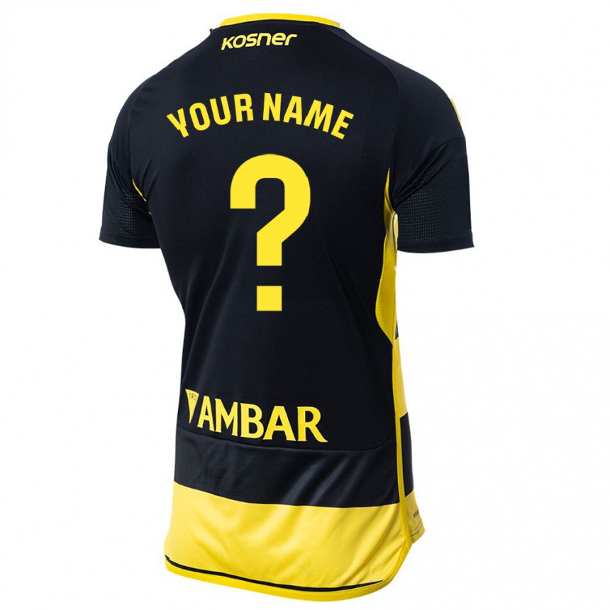 Men Football Your Name #0 Black Yellow Away Jersey 2023/24 T-Shirt Canada