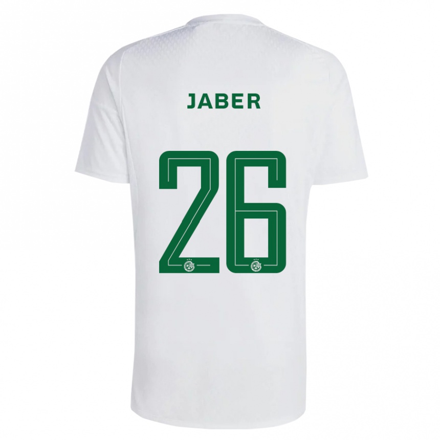 Men Football Mahmoud Jaber #26 Green Blue Away Jersey 2023/24 T-Shirt Canada