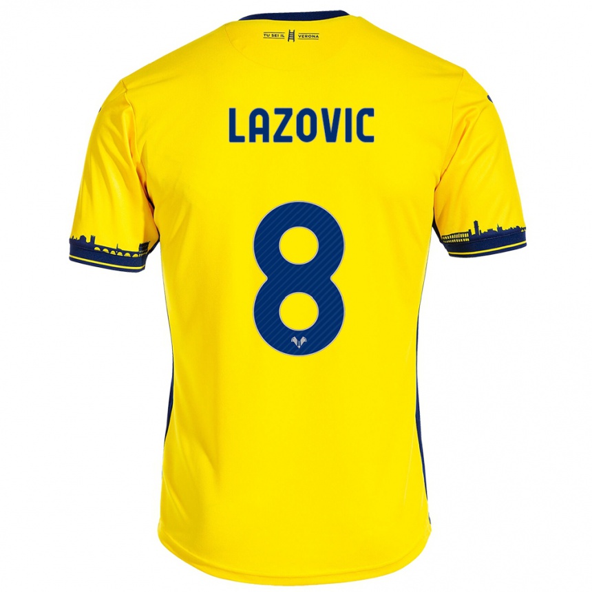 Men Football Darko Lazović #8 Yellow Away Jersey 2023/24 T-Shirt Canada