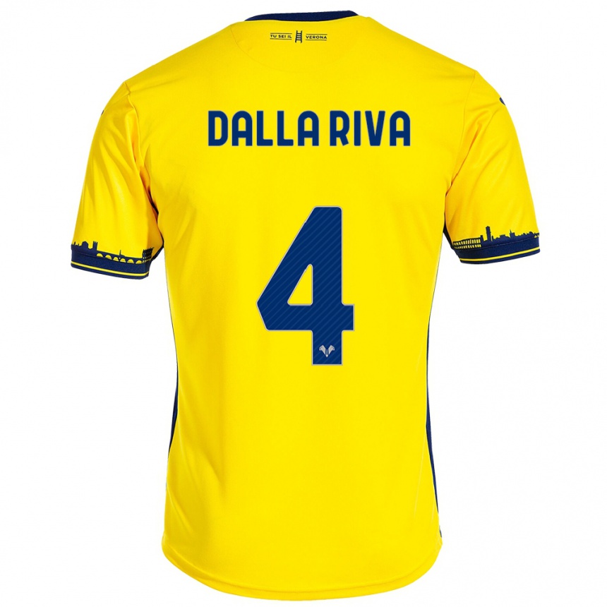 Men Football Stefano Dalla Riva #4 Yellow Away Jersey 2023/24 T-Shirt Canada