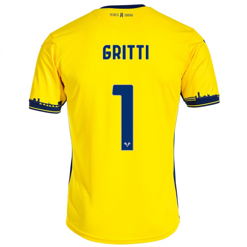 Men Football Alessia Gritti #1 Yellow Away Jersey 2023/24 T-Shirt Canada