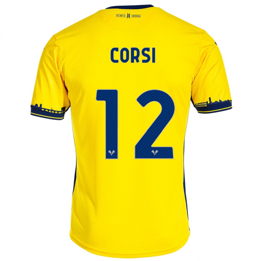 Men Football Sara Corsi #12 Yellow Away Jersey 2023/24 T-Shirt Canada