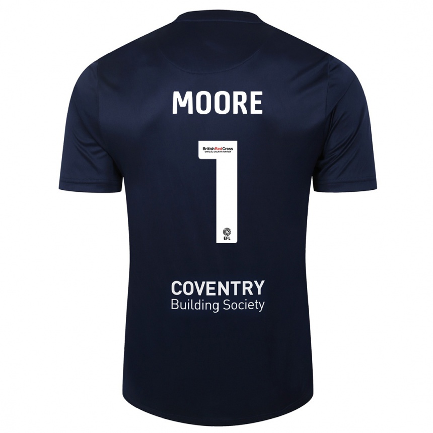 Men Football Simon Moore #1 Red Navy Away Jersey 2023/24 T-Shirt Canada