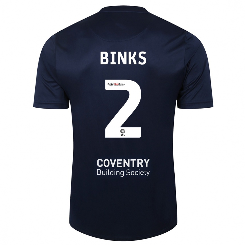 Men Football Luis Binks #2 Red Navy Away Jersey 2023/24 T-Shirt Canada