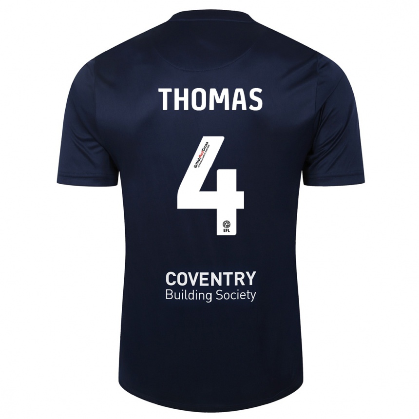 Men Football Bobby Thomas #4 Red Navy Away Jersey 2023/24 T-Shirt Canada