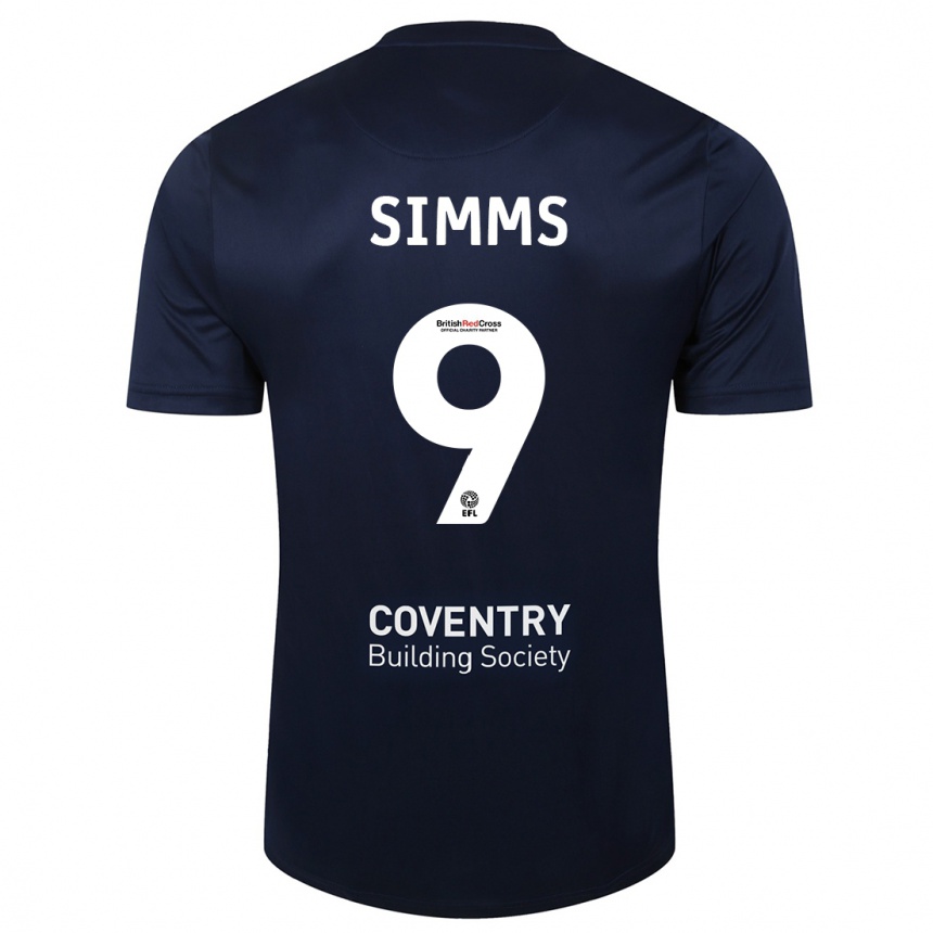 Men Football Ellis Simms #9 Red Navy Away Jersey 2023/24 T-Shirt Canada