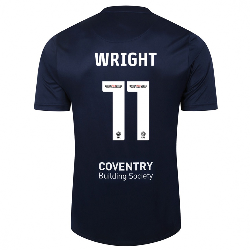 Men Football Haji Wright #11 Red Navy Away Jersey 2023/24 T-Shirt Canada