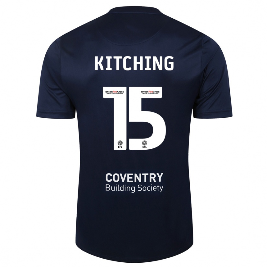 Men Football Liam Kitching #15 Red Navy Away Jersey 2023/24 T-Shirt Canada