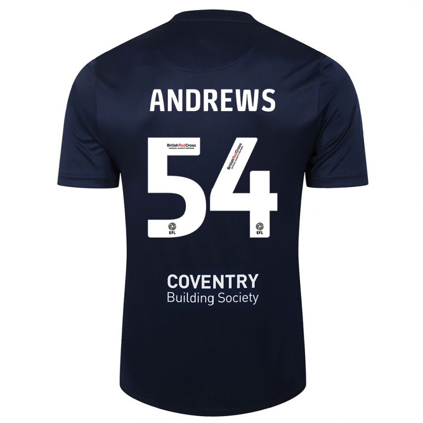 Men Football Kai Andrews #54 Red Navy Away Jersey 2023/24 T-Shirt Canada