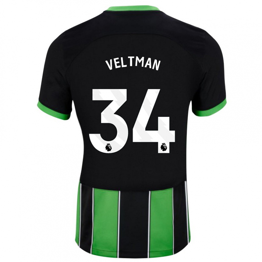 Men Football Joël Veltman #34 Black Green Away Jersey 2023/24 T-Shirt Canada