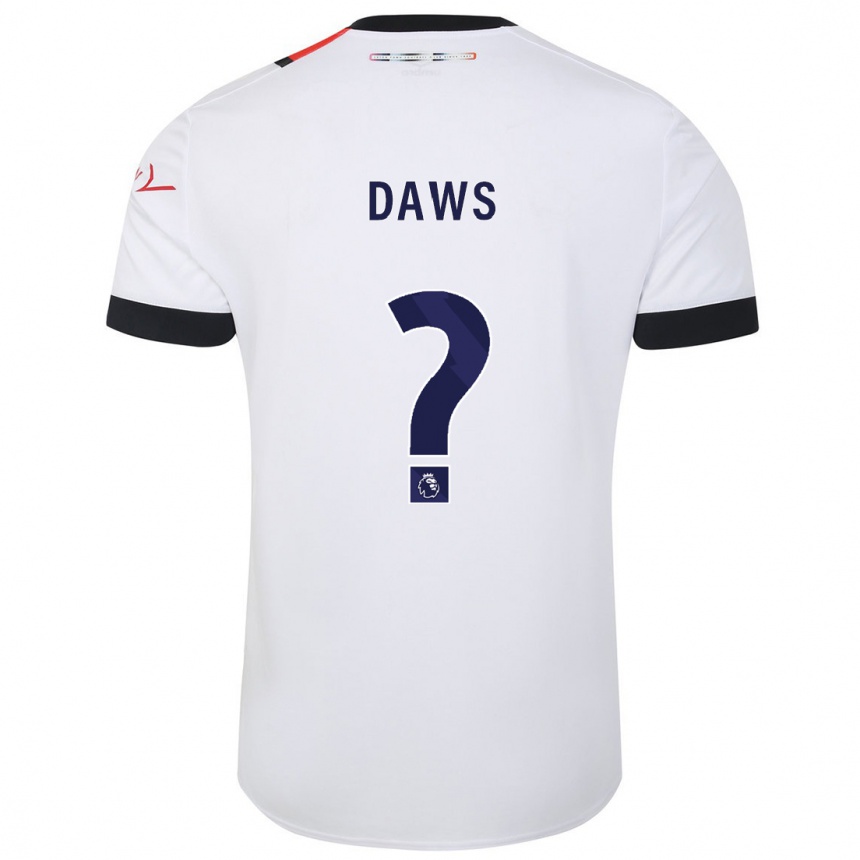 Men Football Marcus Daws #0 White Away Jersey 2023/24 T-Shirt Canada