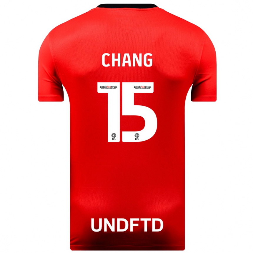 Men Football Alfie Chang #15 Red Away Jersey 2023/24 T-Shirt Canada