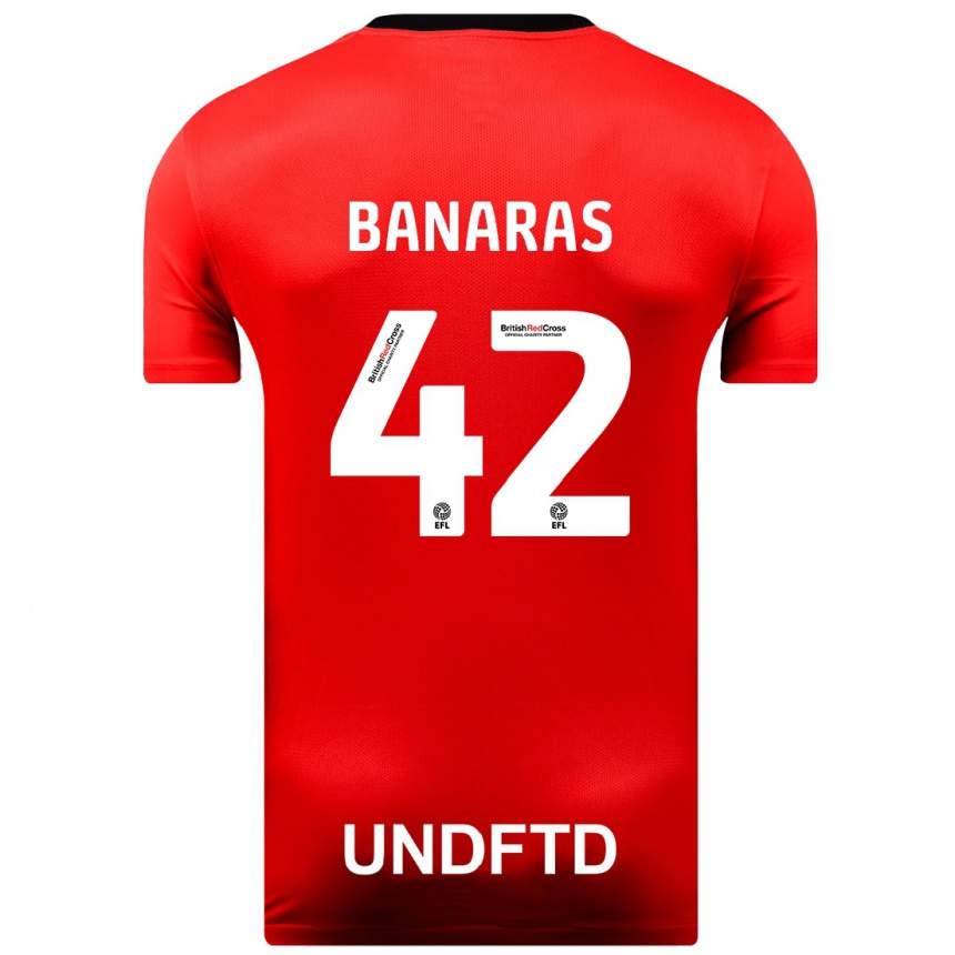 Men Football Layla Banaras #42 Red Away Jersey 2023/24 T-Shirt Canada