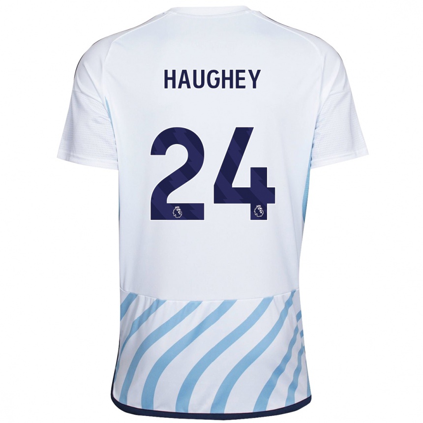 Homme Football Maillot Ella Haughey #24 Blanc Bleu Tenues Extérieur 2023/24 Canada