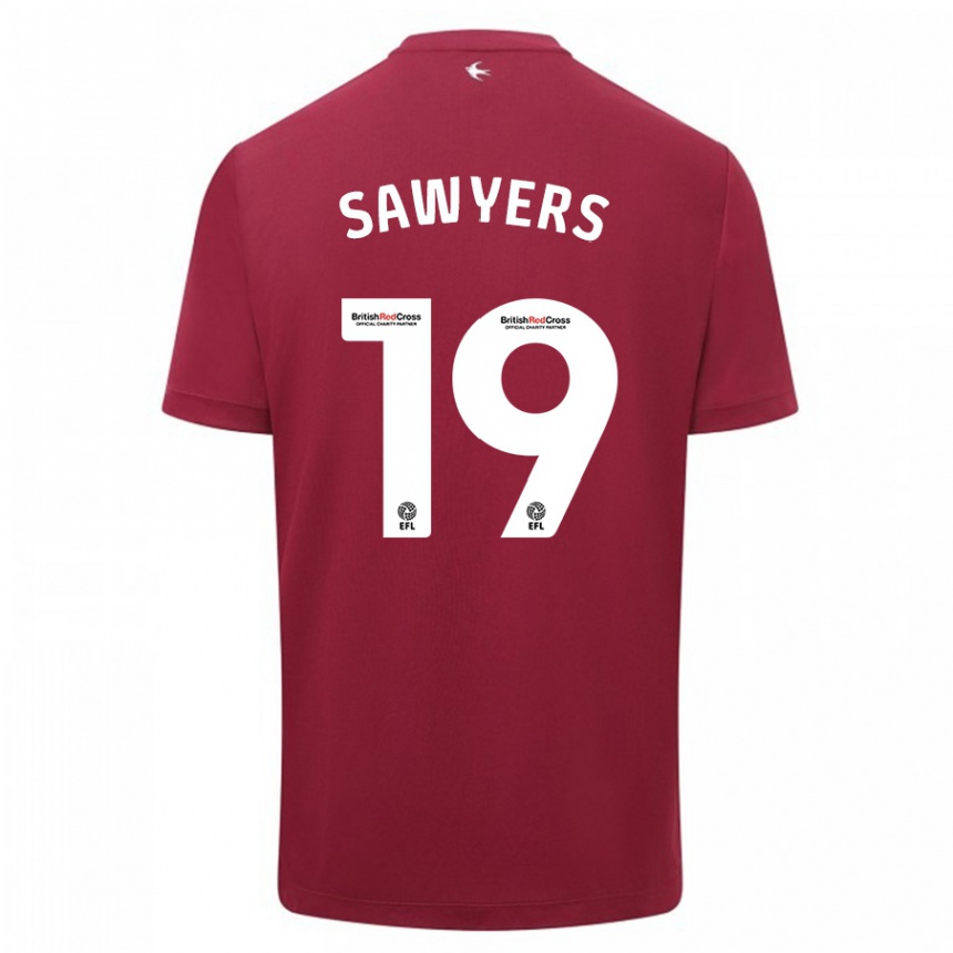 Men Football Romaine Sawyers #19 Red Away Jersey 2023/24 T-Shirt Canada