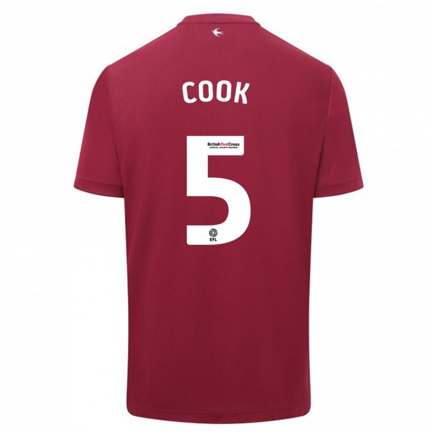 Men Football Freddie Cook #5 Red Away Jersey 2023/24 T-Shirt Canada