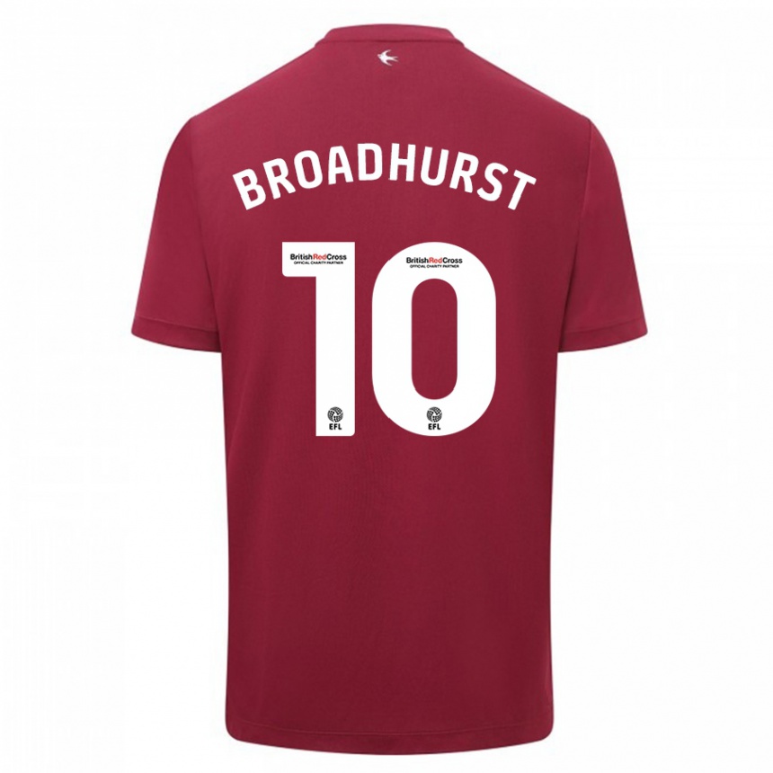 Men Football Danielle Broadhurst #10 Red Away Jersey 2023/24 T-Shirt Canada