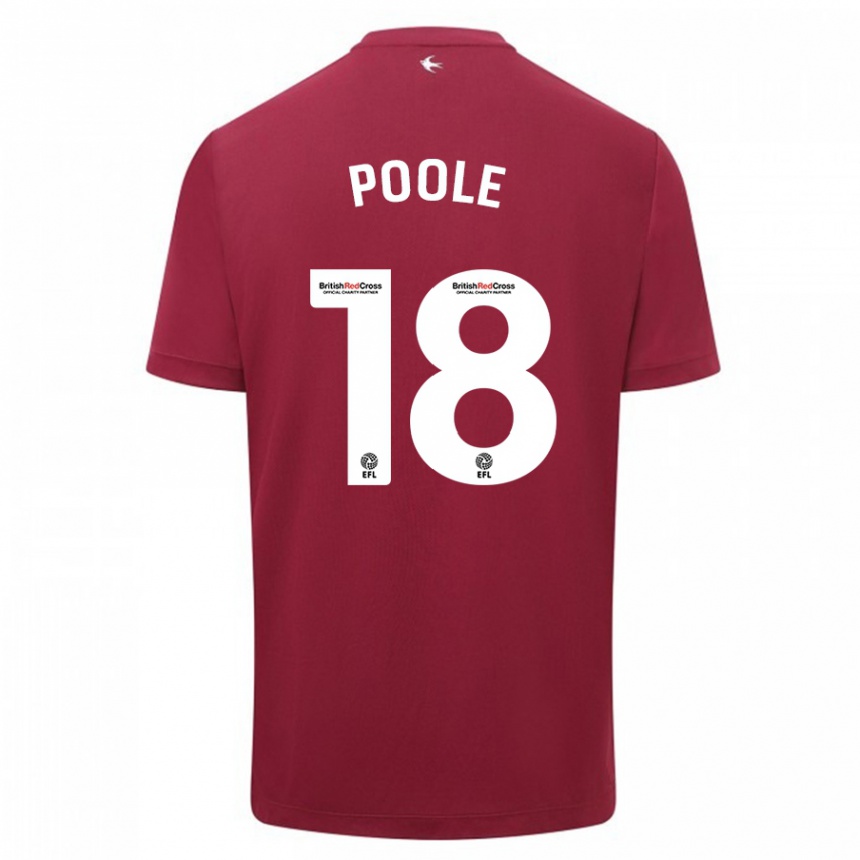 Men Football Phoebie Poole #18 Red Away Jersey 2023/24 T-Shirt Canada